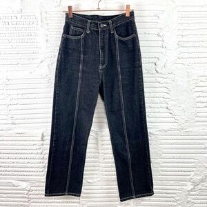 Seventy Studio Black Wash Super High Waist Straight Cropped Jeans Size 26